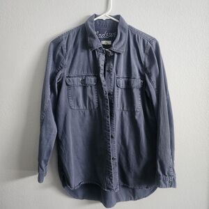 Madewell 100% Cotton Dusty Blue Long sleeve Button-up Shirt - Size Small